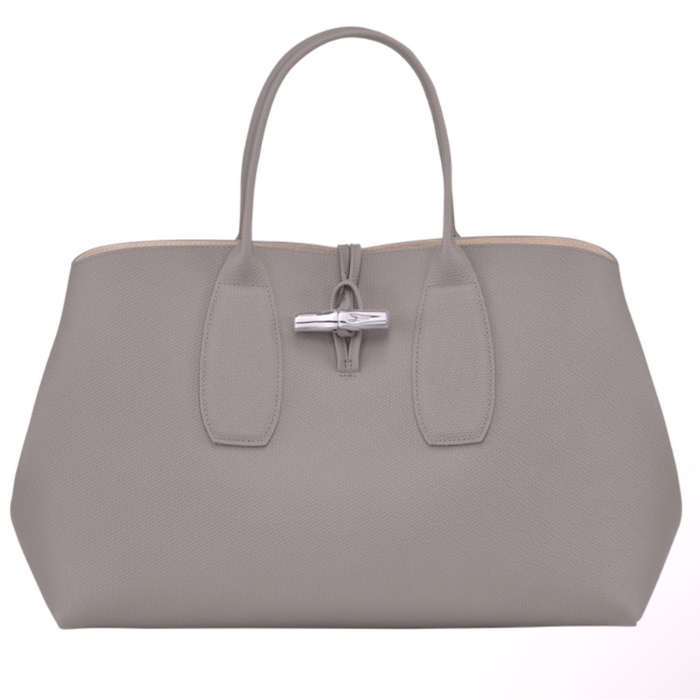 Longchamp - ROSEAU Top handle bag Large Grey/Turtledove Leather